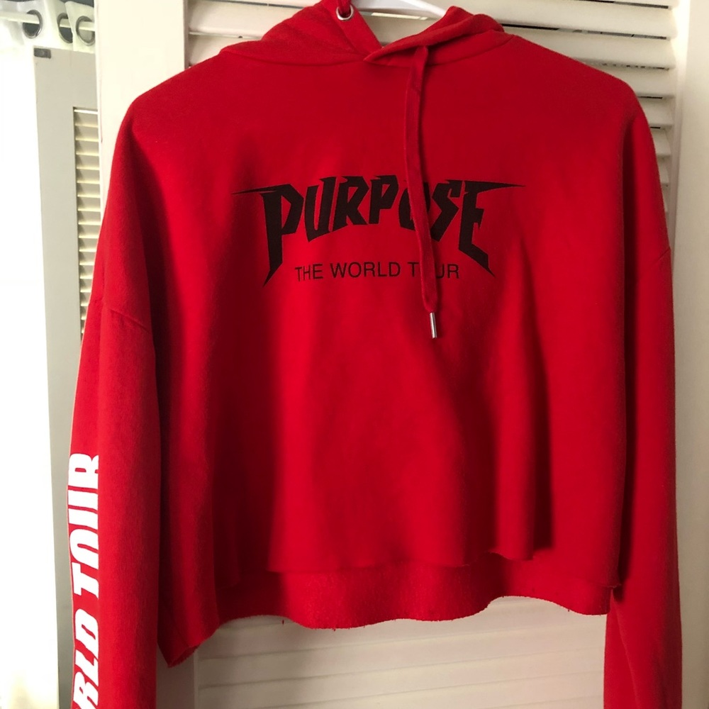 Purpose Tour Red Cropped Hoodie (Justin Bieber)
